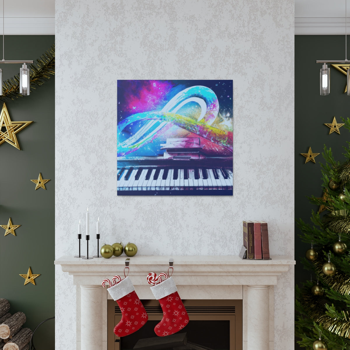 Blue Infinity Piano Mounted Canvas Wall Art