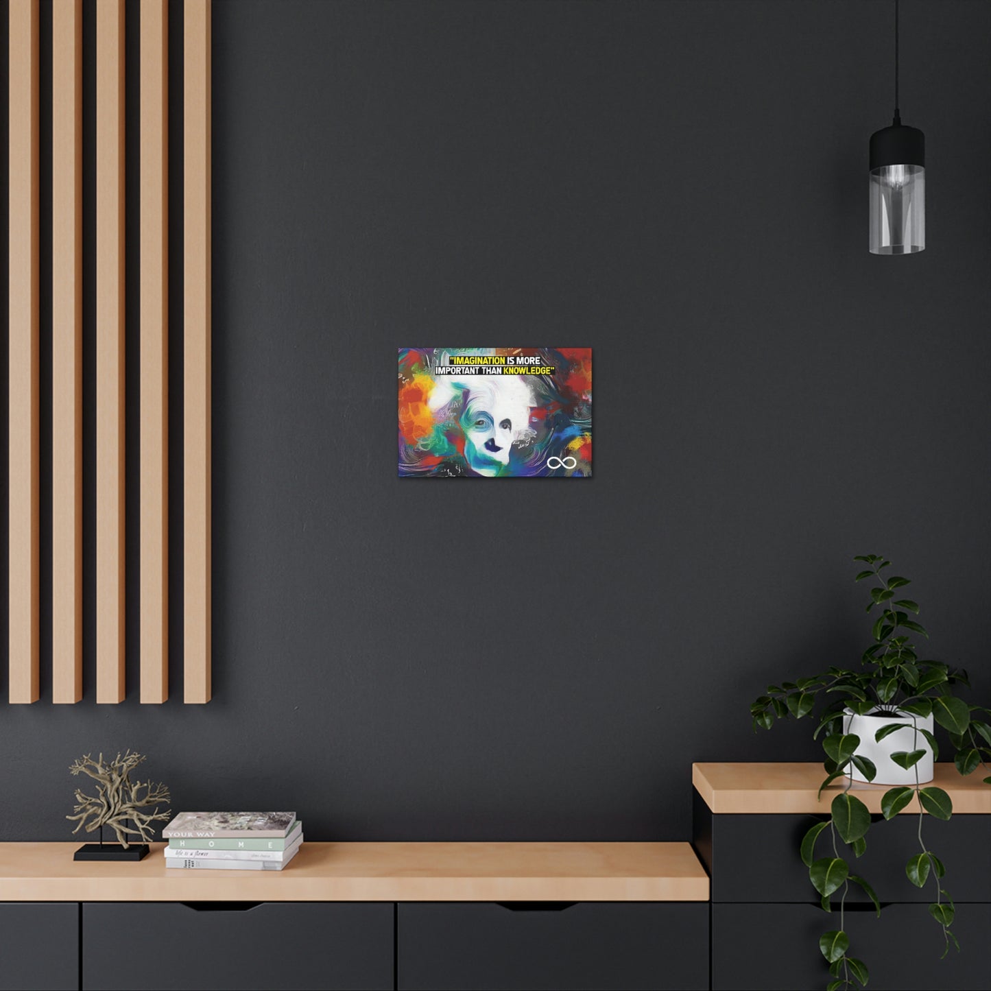 Einstein's 'Imagination Is More Important Than Knowledge' Motivational Scientific Canvas Poster