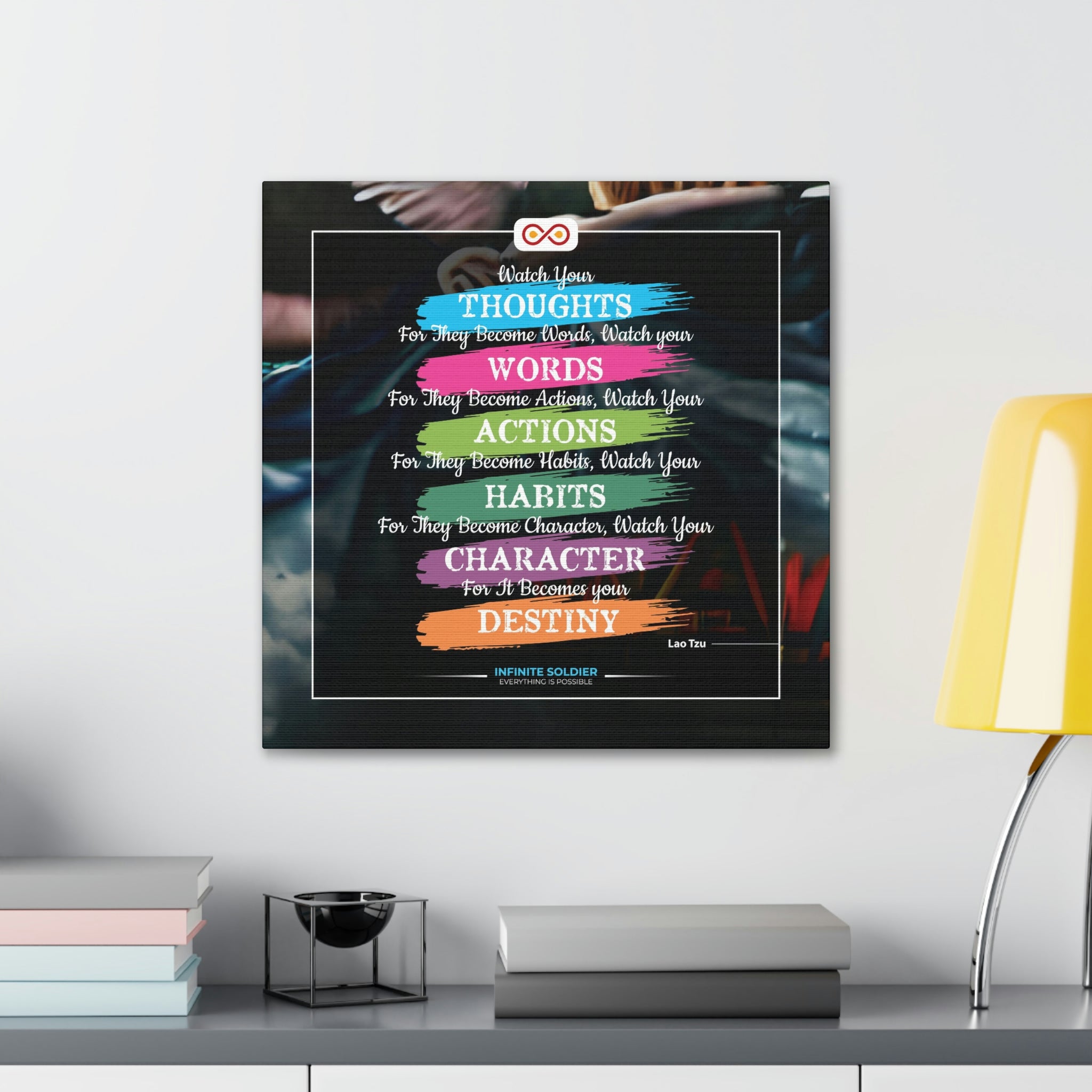 Mental Health Poster Watch Your Thoughts Motivational Square Canvas Poster | Infinite Soldier