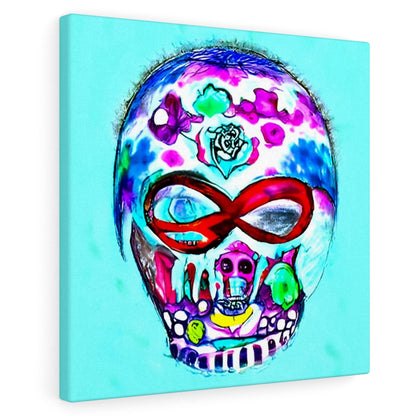 Blue Infinity Sugar Skull Astral Cosmic Canvas Poster