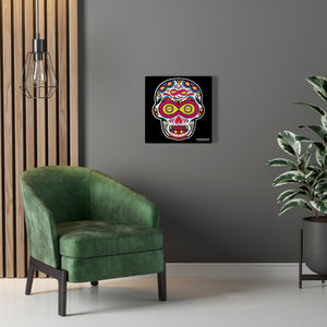 Sugar Skull To Infinity Mounted Canvas Print - Black