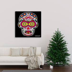 Sugar Skull To Infinity Mounted Canvas Print - Black