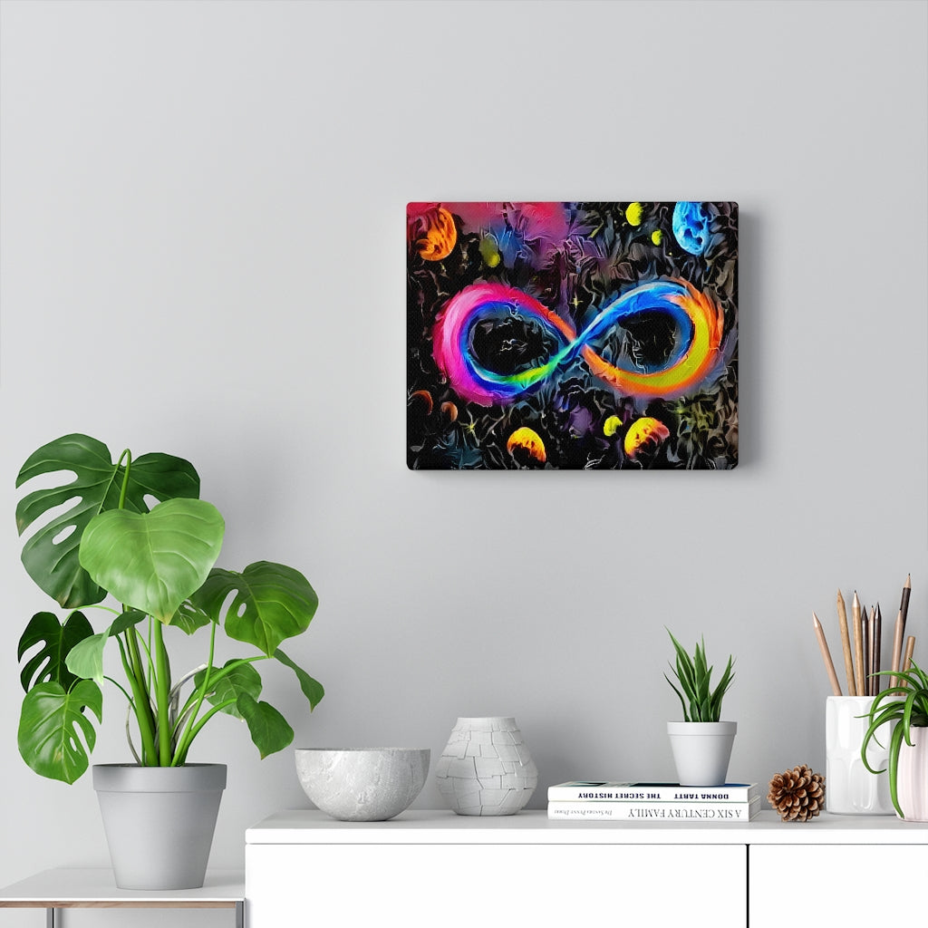Infinite Galaxy Textured Infinity Wall Art, Wall Decor,  Artistic Painting,  Stretched Canvas, Poster, Digital Artwork, Rainbow,