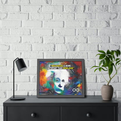 Einstein's Imagination Is More Important Than Knowledge Framed Motivational Canvas Poster
