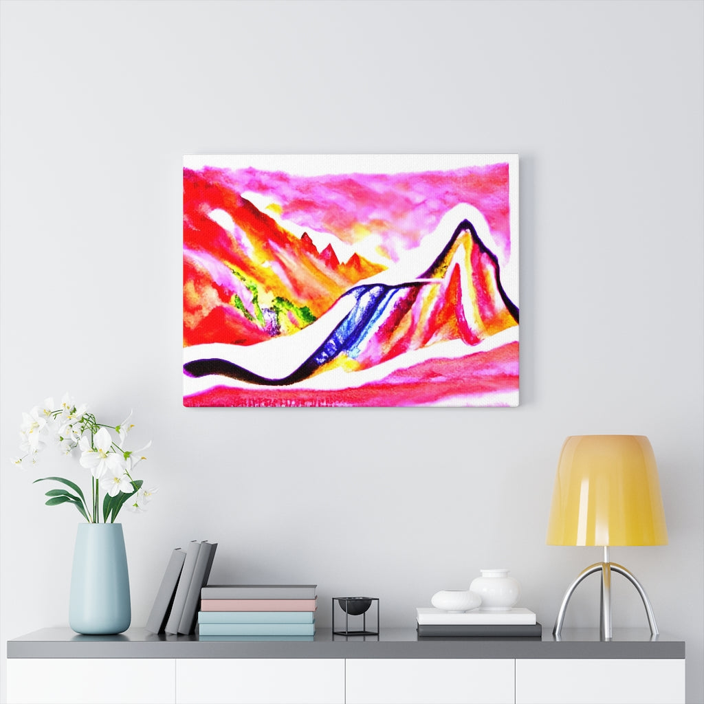 Slide Down Infinite Mountains detailed painting watercolor oil on canvas