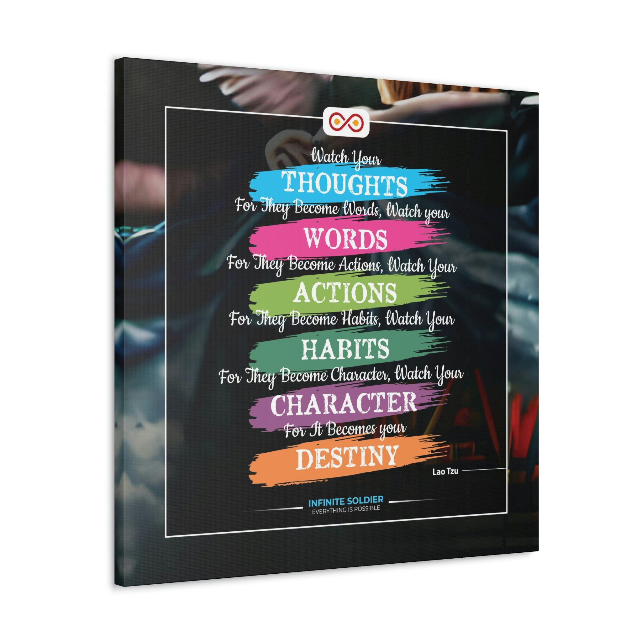 Mental Health Poster Watch Your Thoughts Motivational Square Canvas Poster | Infinite Soldier