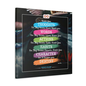 Mental Health Poster Watch Your Thoughts Motivational Square Canvas Poster | Infinite Soldier
