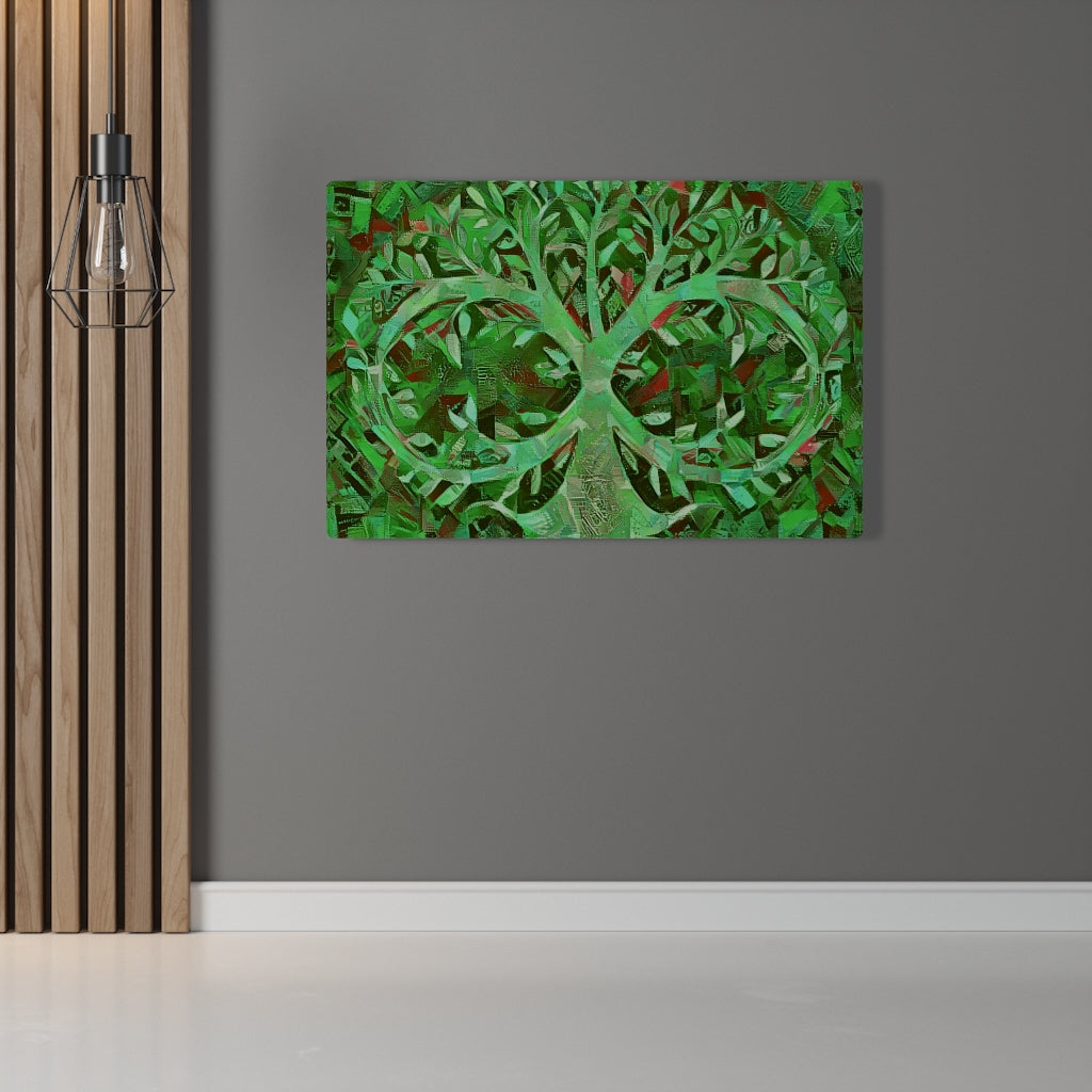Green Artistic Infinite Tree Of Life Wall Art, Canvas Painting, Infinity, Fine Canvas Print, Wall Decor, Digital Art, Family Canvas Art