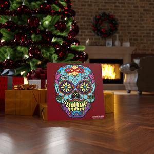 Sugar Skull To Infinity Mounted Canvas Print - Red