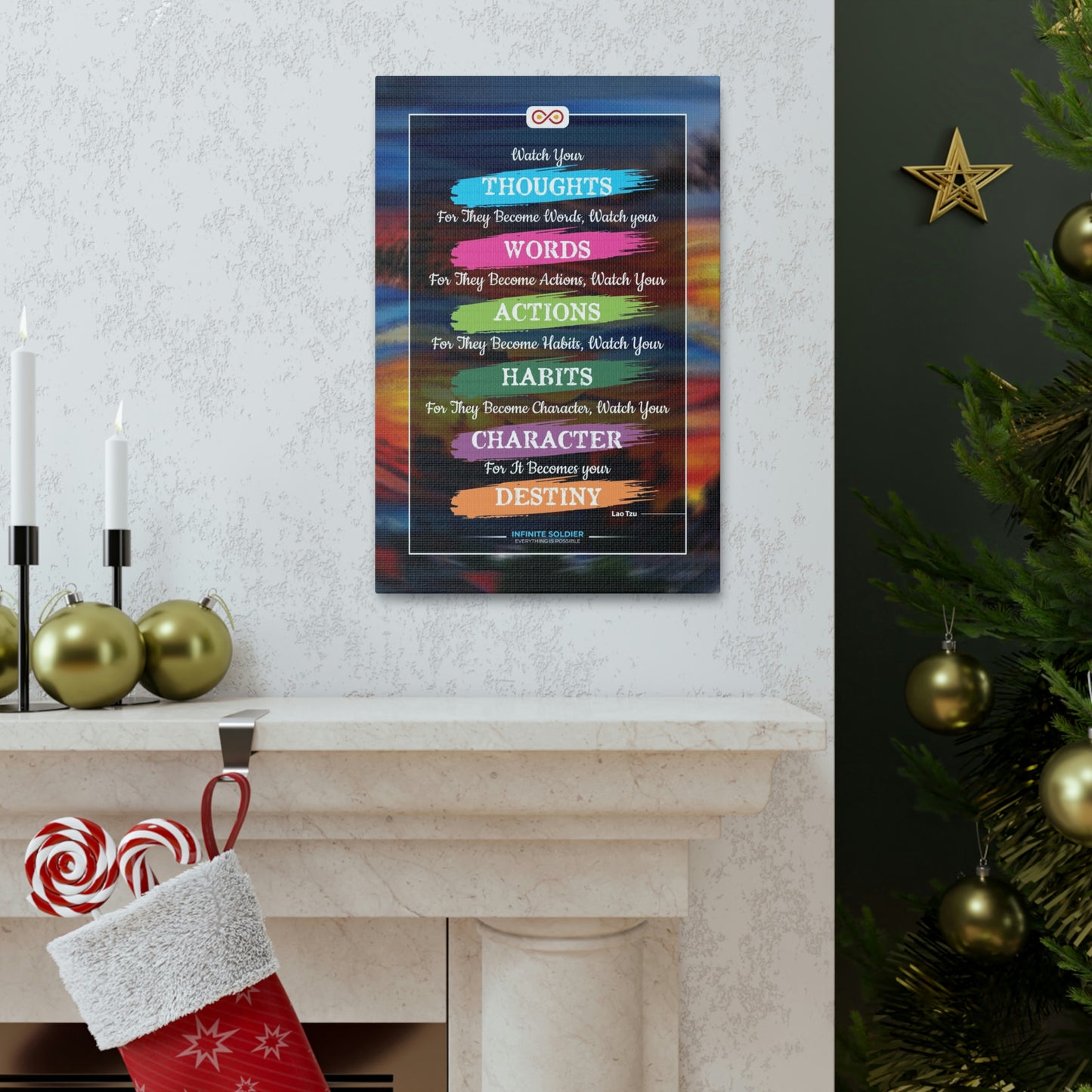 Watch Your Words Poster Motivational Canvas Poster | Infinite Soldier