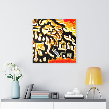 Lion Roaming Through Jerusalem detailed painting acrylic art watercolor