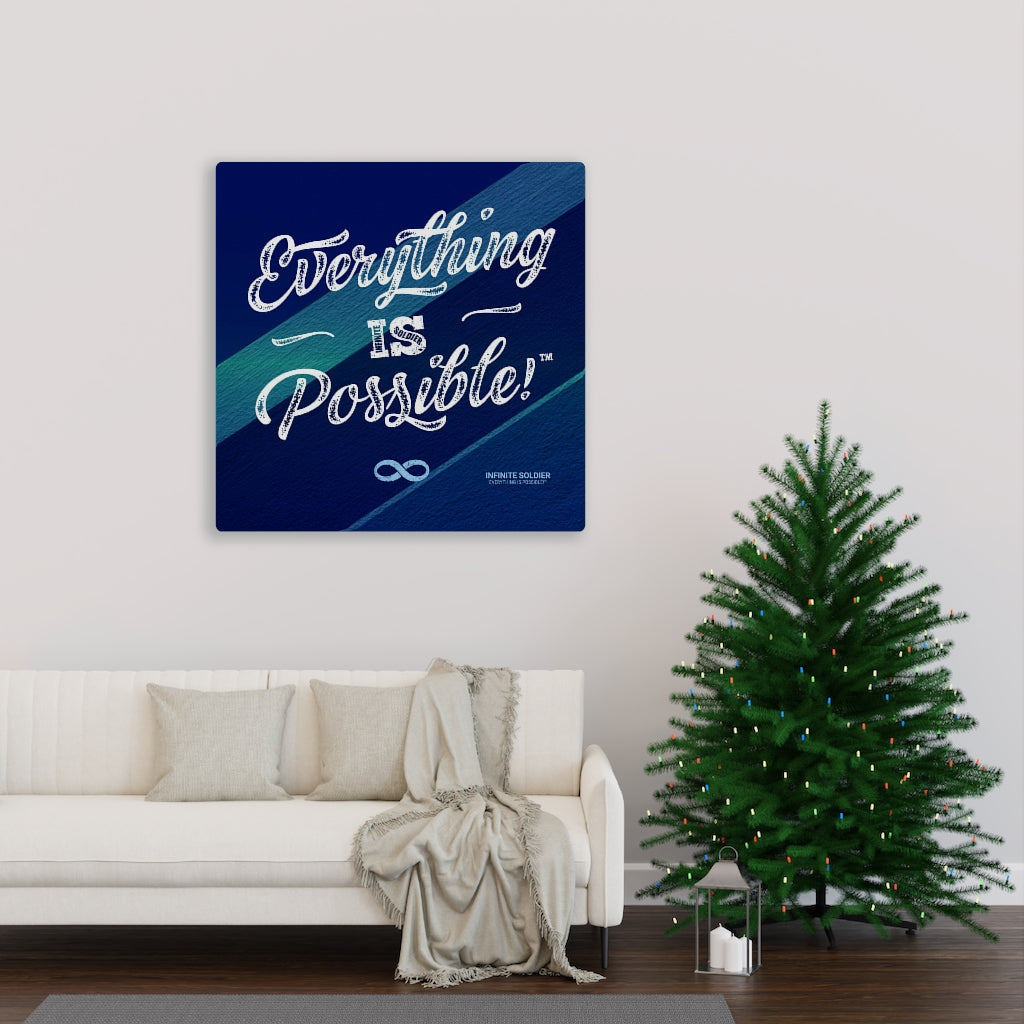 Everything Is Possible Motivational Canvas Poster - Blue Square