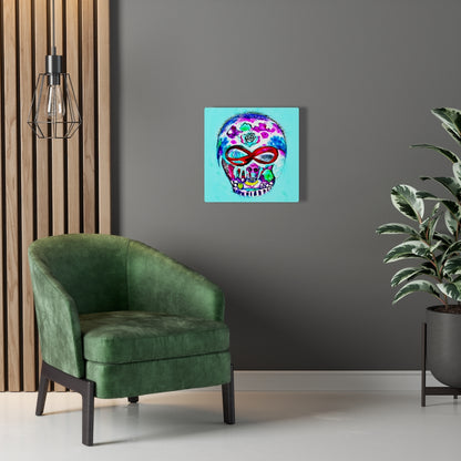 Blue Infinity Sugar Skull Astral Cosmic Canvas Poster
