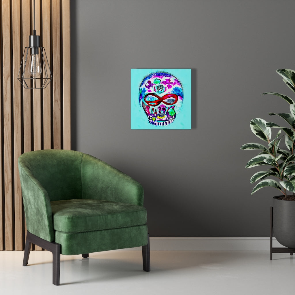 Blue Infinity Sugar Skull Astral Cosmic Canvas Poster