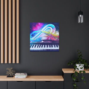 Blue Infinity Piano Mounted Canvas Wall Art