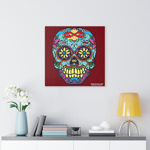 Sugar Skull To Infinity Mounted Canvas Print - Red