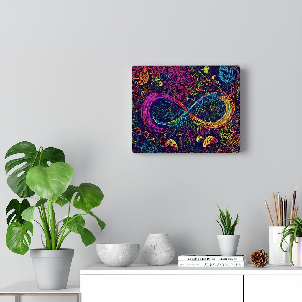 Infinite Galaxy -Neon Infinity Canvas Wall Decor,  Canvas Prints, Wall Art, Wall Decor, Painting, stretched Canvas, Digital Artwork