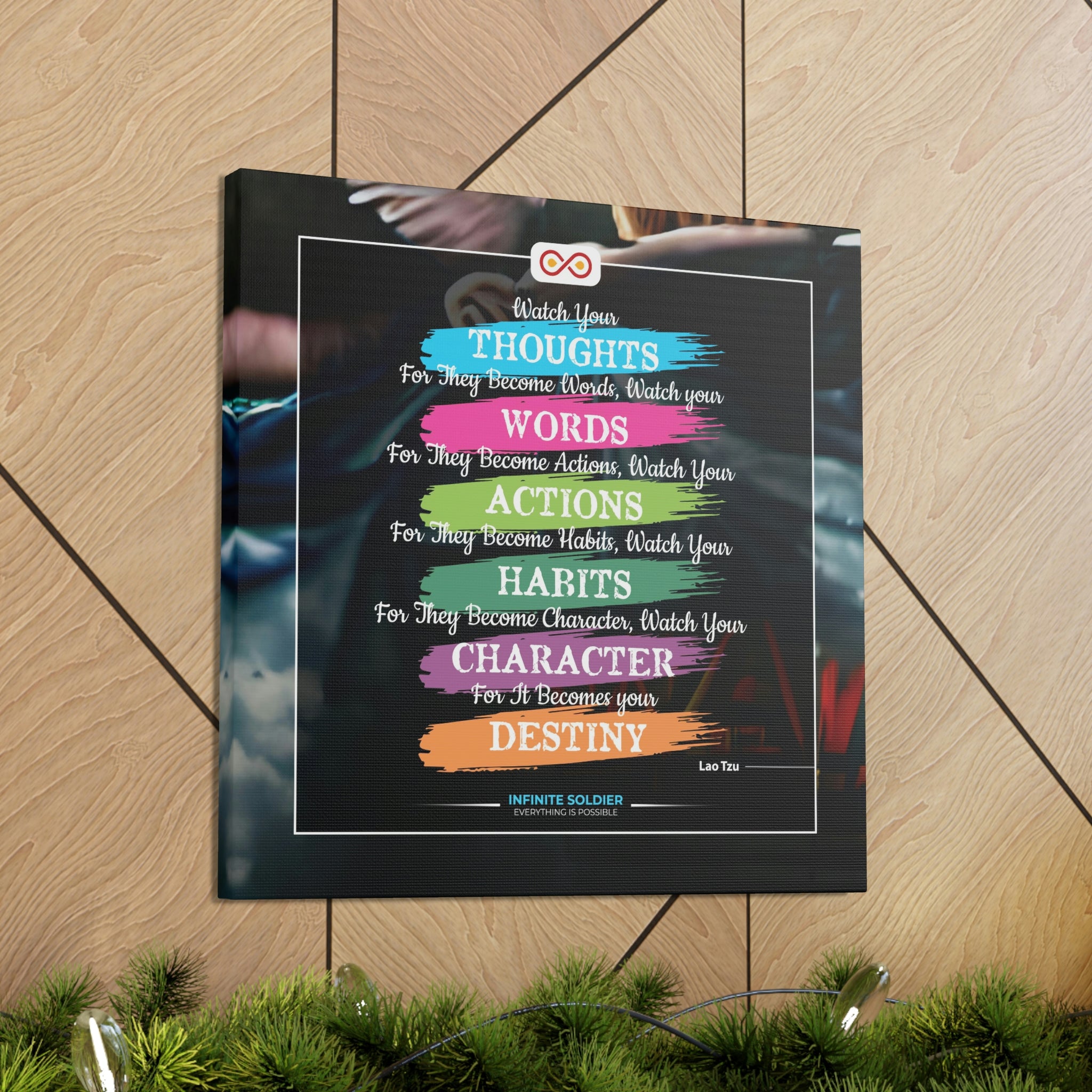 Mental Health Poster Watch Your Thoughts Motivational Square Canvas Poster | Infinite Soldier