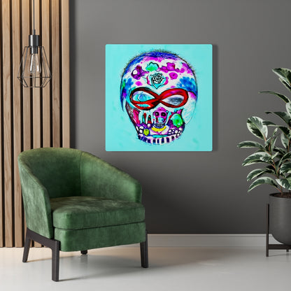 Blue Infinity Sugar Skull Astral Cosmic Canvas Poster