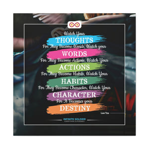 Mental Health Poster Watch Your Thoughts Motivational Square Canvas Poster | Infinite Soldier