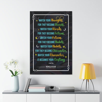 Inspirational Lao Tzu Quote on Black Canvas | Infinite Soldier
