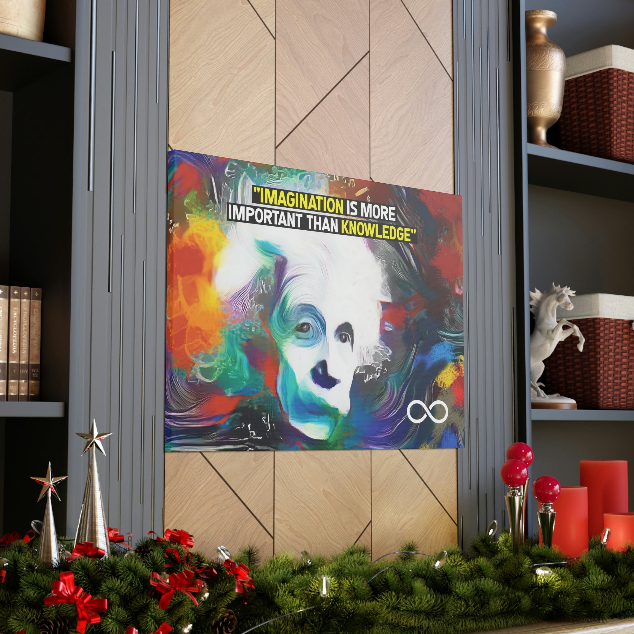 Einstein's 'Imagination Is More Important Than Knowledge' Motivational Scientific Canvas Poster