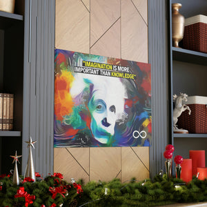 Einstein's 'Imagination Is More Important Than Knowledge' Motivational Scientific Canvas Poster
