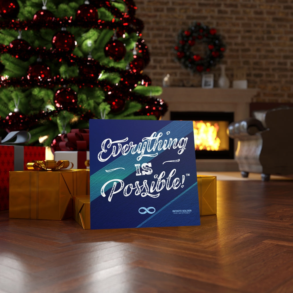 Everything Is Possible Motivational Canvas Poster - Blue Square