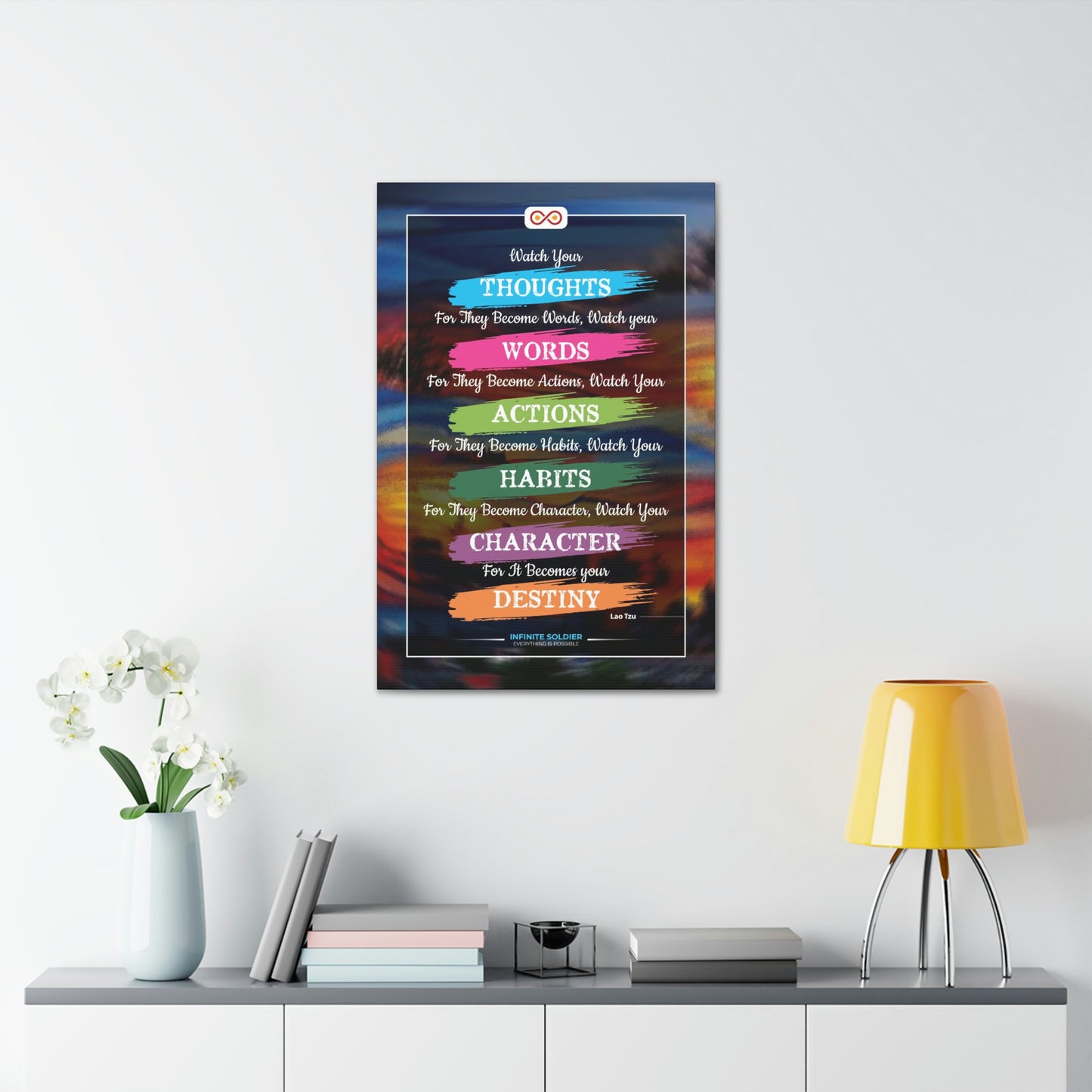 Watch Your Words Poster Motivational Canvas Poster | Infinite Soldier