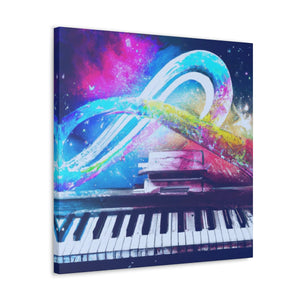 Blue Infinity Piano Mounted Canvas Wall Art