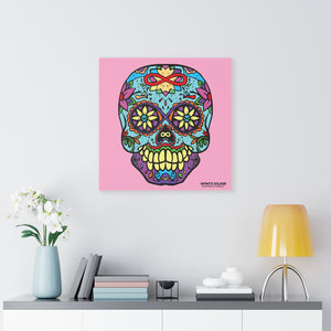 Sugar Skull To Infinity Mounted Canvas Print - Pink