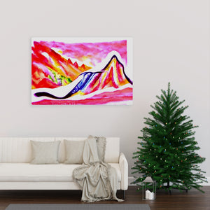 Slide Down Infinite Mountains detailed painting watercolor oil on canvas