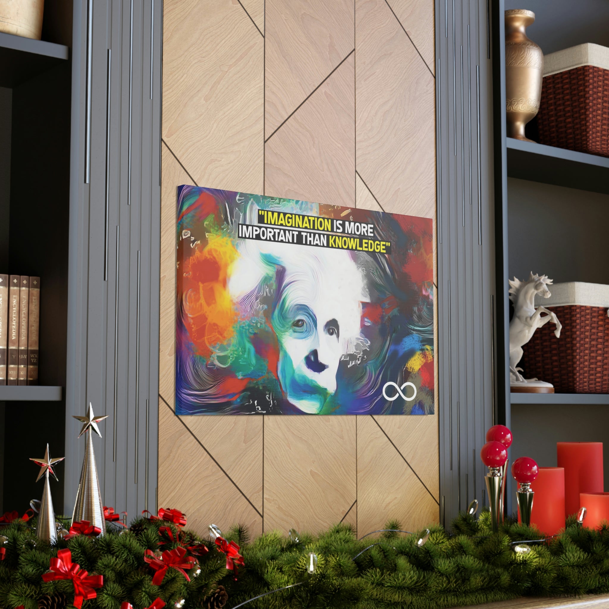 Einstein's 'Imagination Is More Important Than Knowledge' Motivational Scientific Canvas Poster
