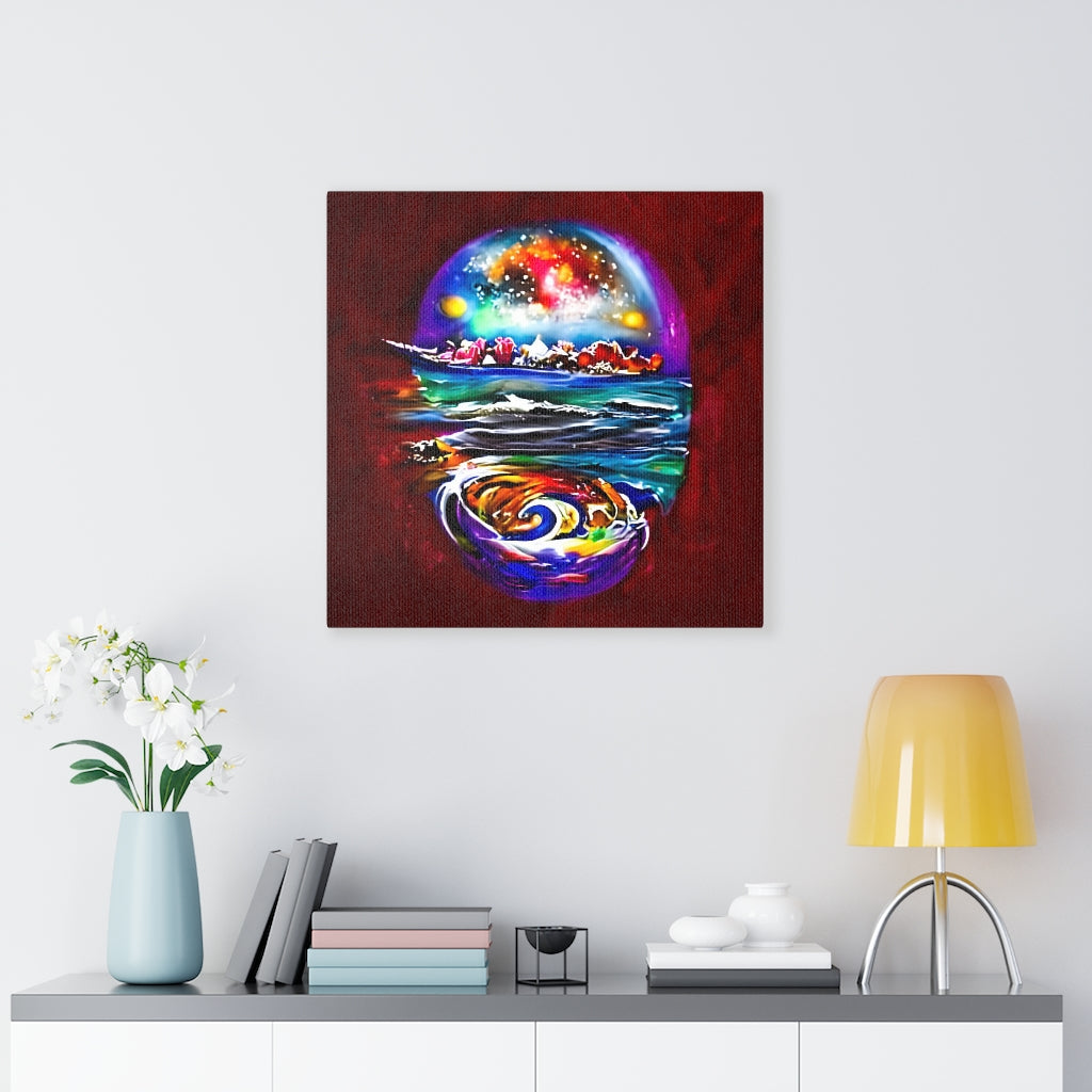 abstract earth seascape burgundy canvas art painting