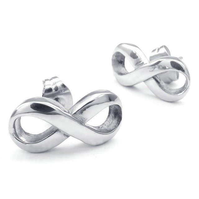 Womens and Girls Silver Metallic Infinity Love Post Vanity Earrings