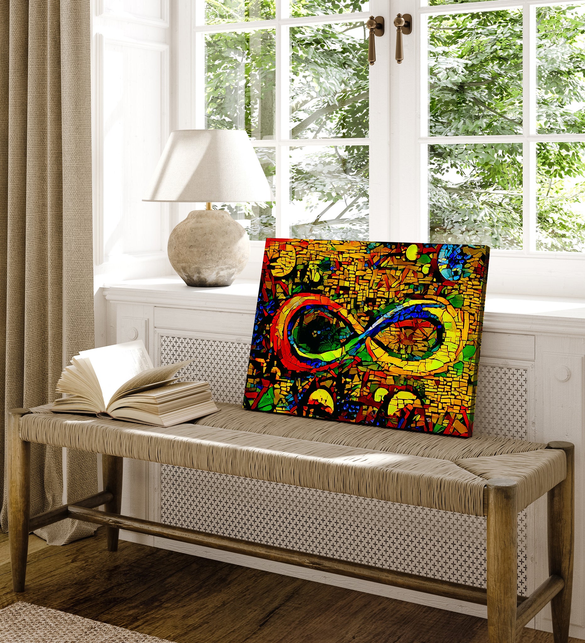 Infinite Galaxy's Mosaic Infinity Window Painting, Infinity Wall Art, Canvas Art, Wall Decor, , Abstract, Digital Artwork