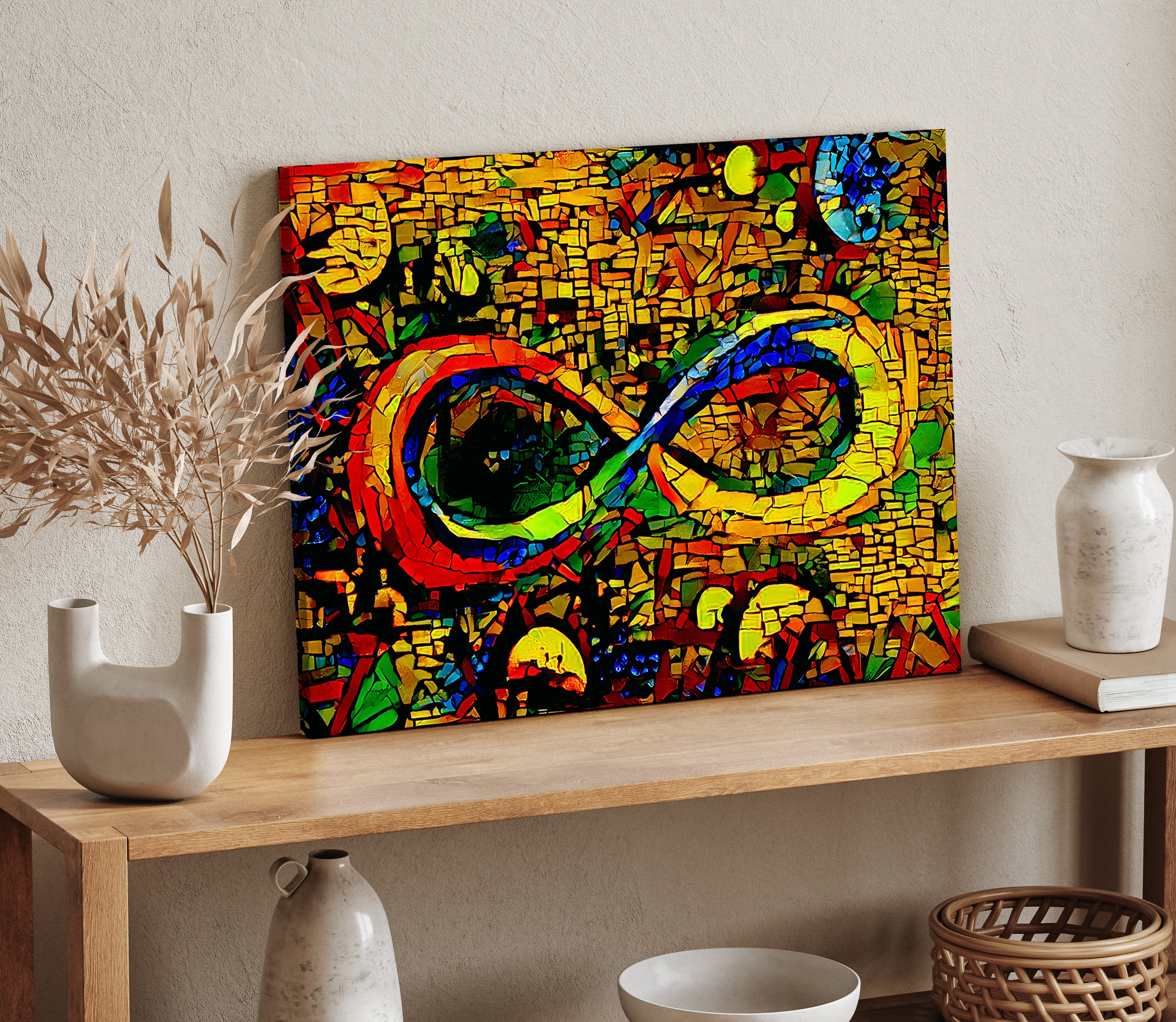 Infinite Galaxy's Mosaic Infinity Window Painting, Infinity Wall Art, Canvas Art, Wall Decor, , Abstract, Digital Artwork