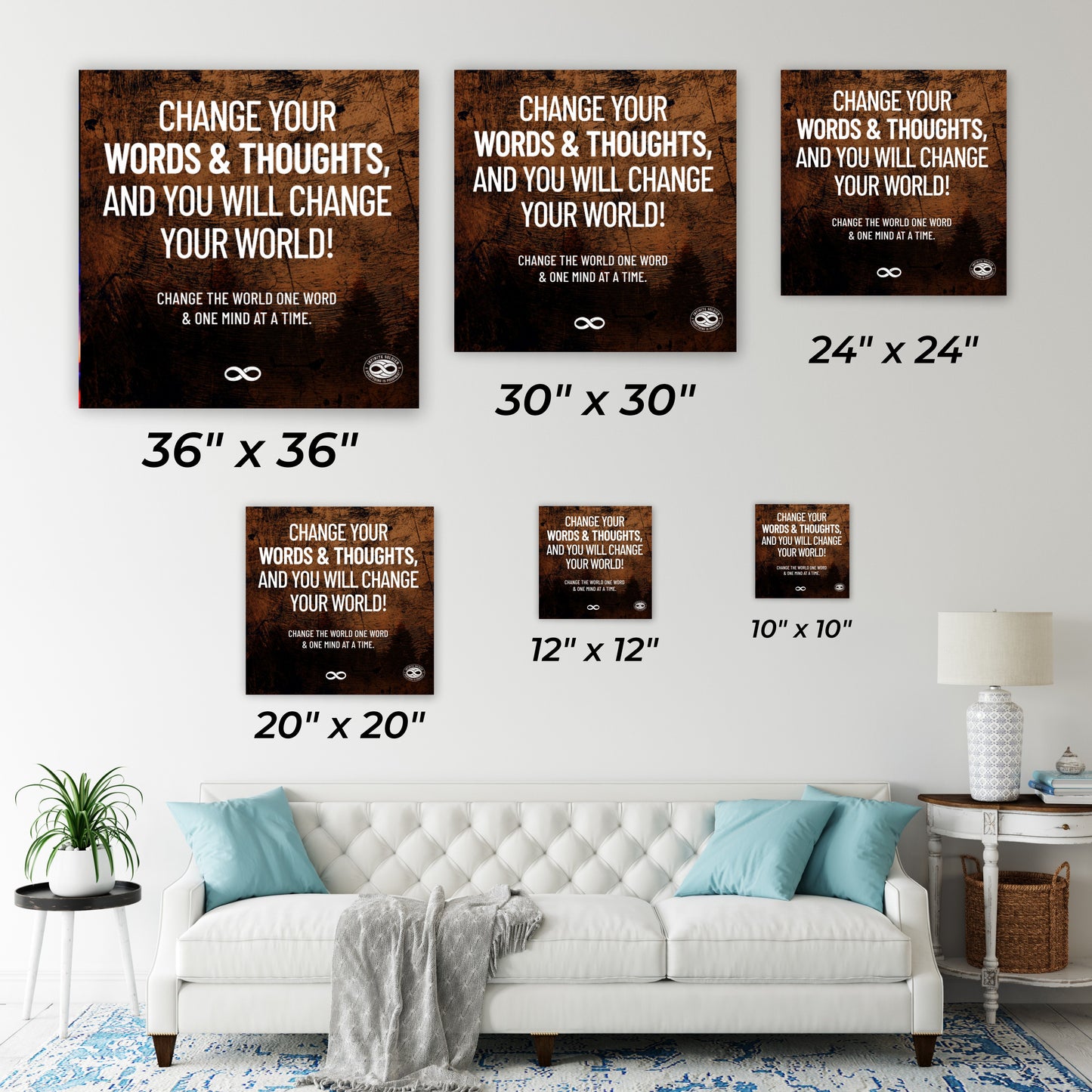 Change Your Words' Motivational Mounted Canvas Print- Buddha