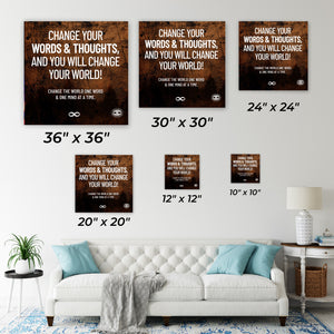Words Create Worlds' Motivational Canvas Print - Red & Orange Poster