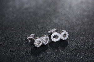 Sterling Silver Infinity Stud Earrings with Micro Pave Crystal