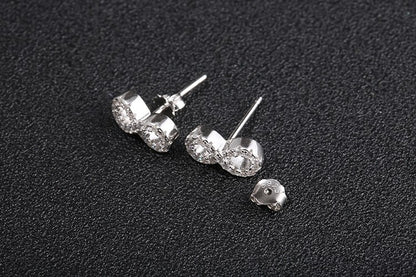 Sterling Silver Infinity Stud Earrings with Micro Pave Crystal