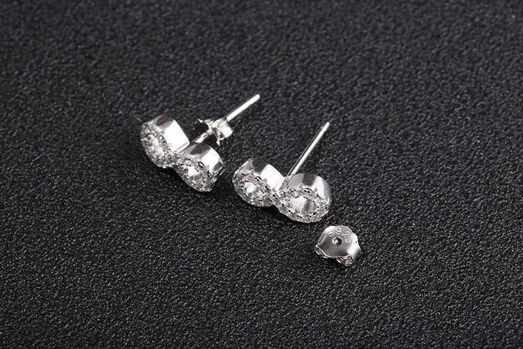 Sterling Silver Infinity Stud Earrings with Micro Pave Crystal