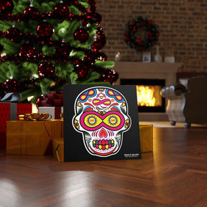 Sugar Skull To Infinity Mounted Canvas Print - Black