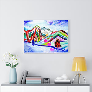 Slide down infinite mountains with me acrylic art watercolor psychedelic art action painting