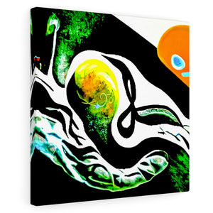 Sperm and Egg Collide street art futuristic  glowing neon spiraling