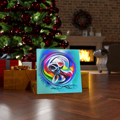 Rainbow Infinity Sugar Skull Canvas Wall Decor, Charcoal drawing Acrylic art Airbrush Art beautiful colourful