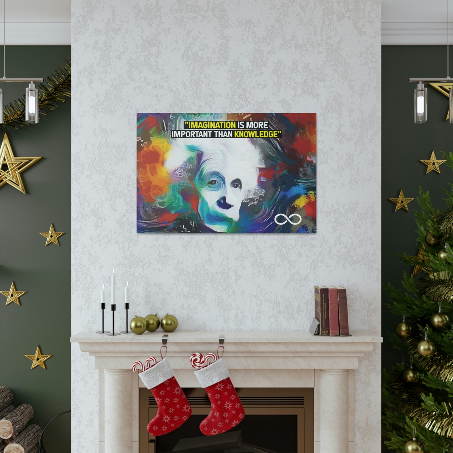 Einstein's 'Imagination Is More Important Than Knowledge' Motivational Scientific Canvas Poster