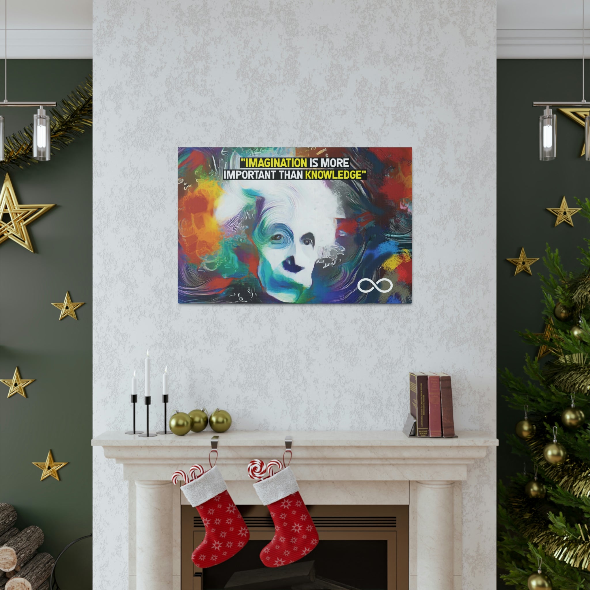Einstein's 'Imagination Is More Important Than Knowledge' Motivational Scientific Canvas Poster