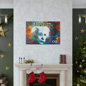 Einstein's 'Imagination Is More Important Than Knowledge' Motivational Scientific Canvas Poster