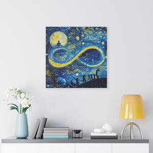 Infinity Moon Light Gathering, Starry Night Inspired Canvas Painting, Canvas Art Print, Wall Decor, Canvas Painting , Large Wall Art